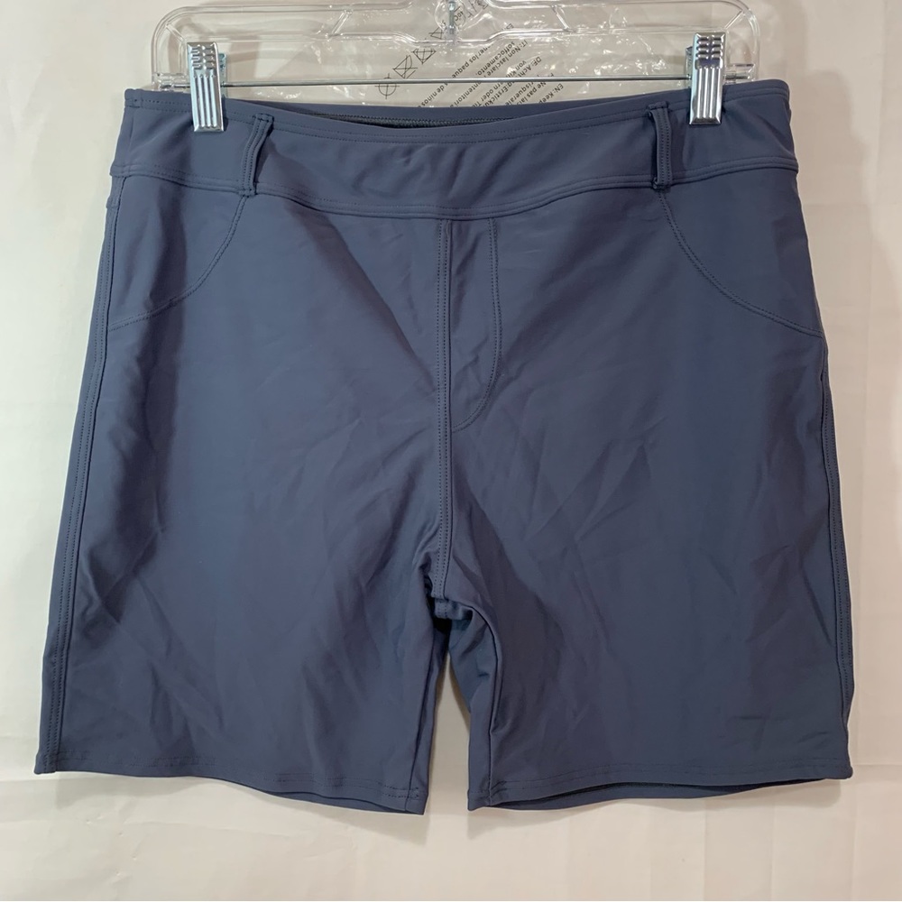Attraco High Waist Tankini Board Swim Shorts with Belt Loops & Back Pocket Grey